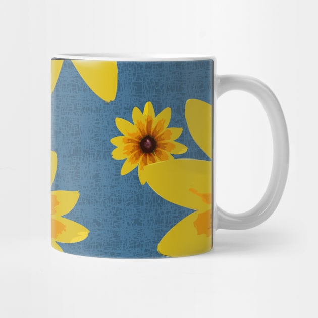 Blackeyed Susan on Burlap Blue Repeat 5748 by ArtticArlo